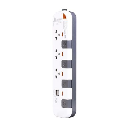รางปลั๊กไฟ 3 ช่อง 4 สวิตซ์ 2 USB TOSHINO P3375USB WG 3 ม._1