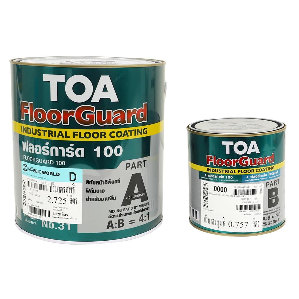 สีทาทับหน้าอีพ็อกซี่ TOA FLOORGUARD 100 PART A+B BASE D สีขาว 1 แกลลอน