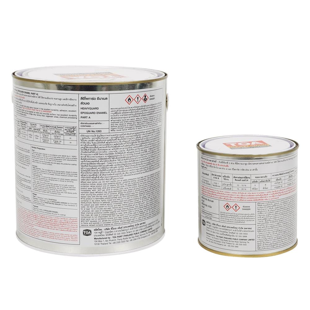 สีทาทับหน้าอีพ็อกซี่ TOA HEAVY GUARD EPOGUARD ENAMEL PART A+B BASE D สีขาว 1 แกลลอน