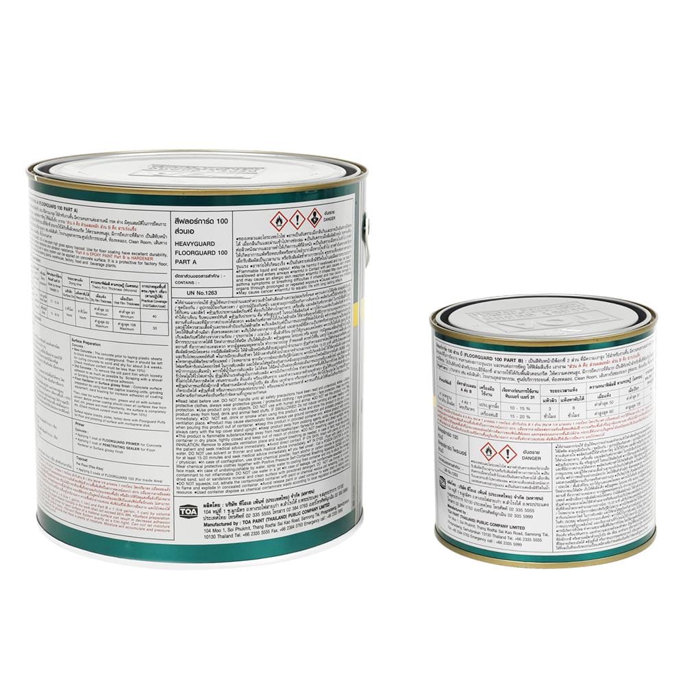 สีทาทับหน้าอีพ็อกซี่ TOA FLOORGUARD 100 PART A+B สีเหลือง 1 แกลลอน