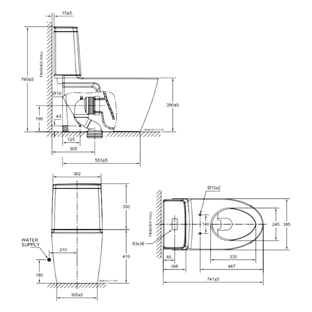สุขภัณฑ์ 2 ชิ้น AMERICAN STANDARD 2307TSC-WT-0 2.6/4 ลิตร สีขาว