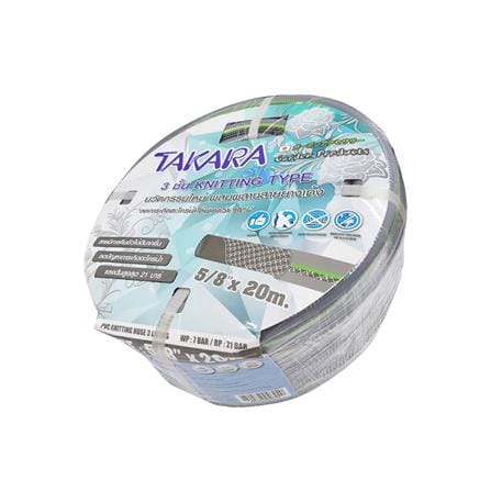 สายยางม้วน PVC+POLYESTER KNITTING TAKARA 5/8 นิ้ว X 20 ม. เขียว-เทา_0