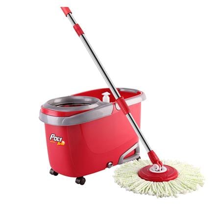 ชุดอุปกรณ์ถังปั่นพร้อมไม้ม็อบ POLY-BRITE DUAL TORNADO สีแดง_0