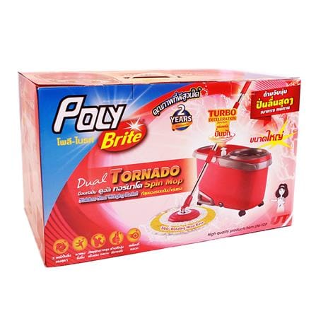 ชุดอุปกรณ์ถังปั่นพร้อมไม้ม็อบ POLY-BRITE DUAL TORNADO สีแดง_1