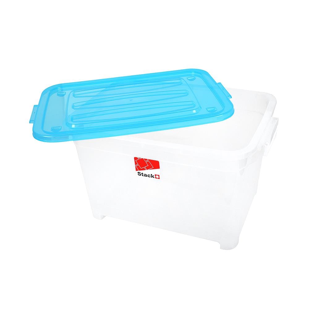 กล่องเก็บของ มีล้อ ฝาล็อค STACKO S105 A 100 ลิตร 50x70x42 ซม. สีฟ้า
