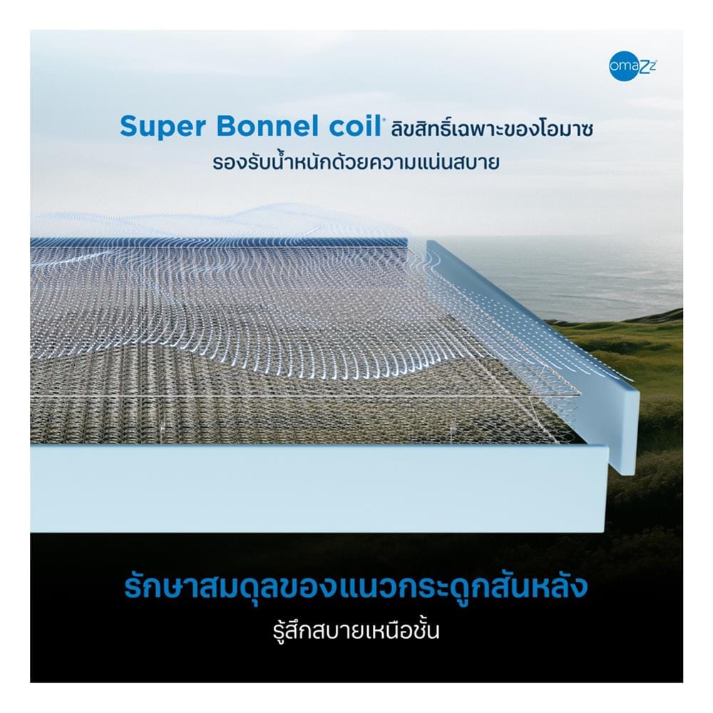 ที่นอนสปริง 3.5 ฟุต OMAZZ รุ่น ORGANIQUE PLUS พร้อมหมอนหนุน 1 ใบ)