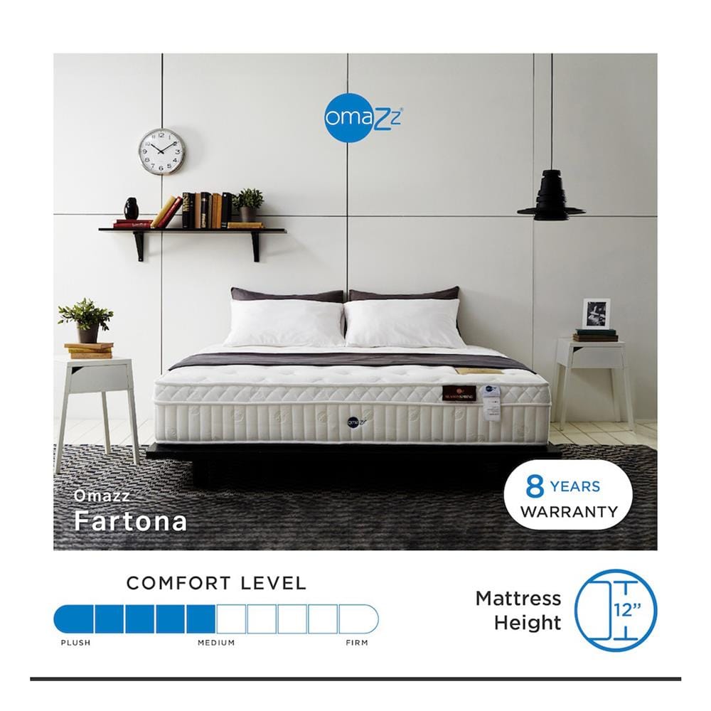 ที่นอนพ็อกเก็ตสปริง 6 ฟุต OMAZZ รุ่น FARTONA พร้อมชุดเครื่องนอน 8 ชิ้น
