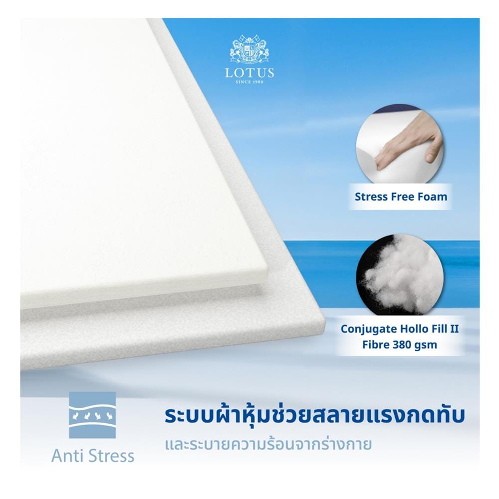 ที่นอนโฟม 6 ฟุต LOTUS รุ่น ASCOTT พร้อมชุดเครื่องนอน 11 ชิ้น