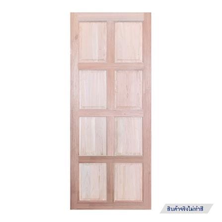 ประตูไม้แดงมาเลย์ N999 8 ฟัก ขอบ 4 นิ้ว 80X200 ซม. สีธรรมชาติ ไม่เจาะลูกบิด_0