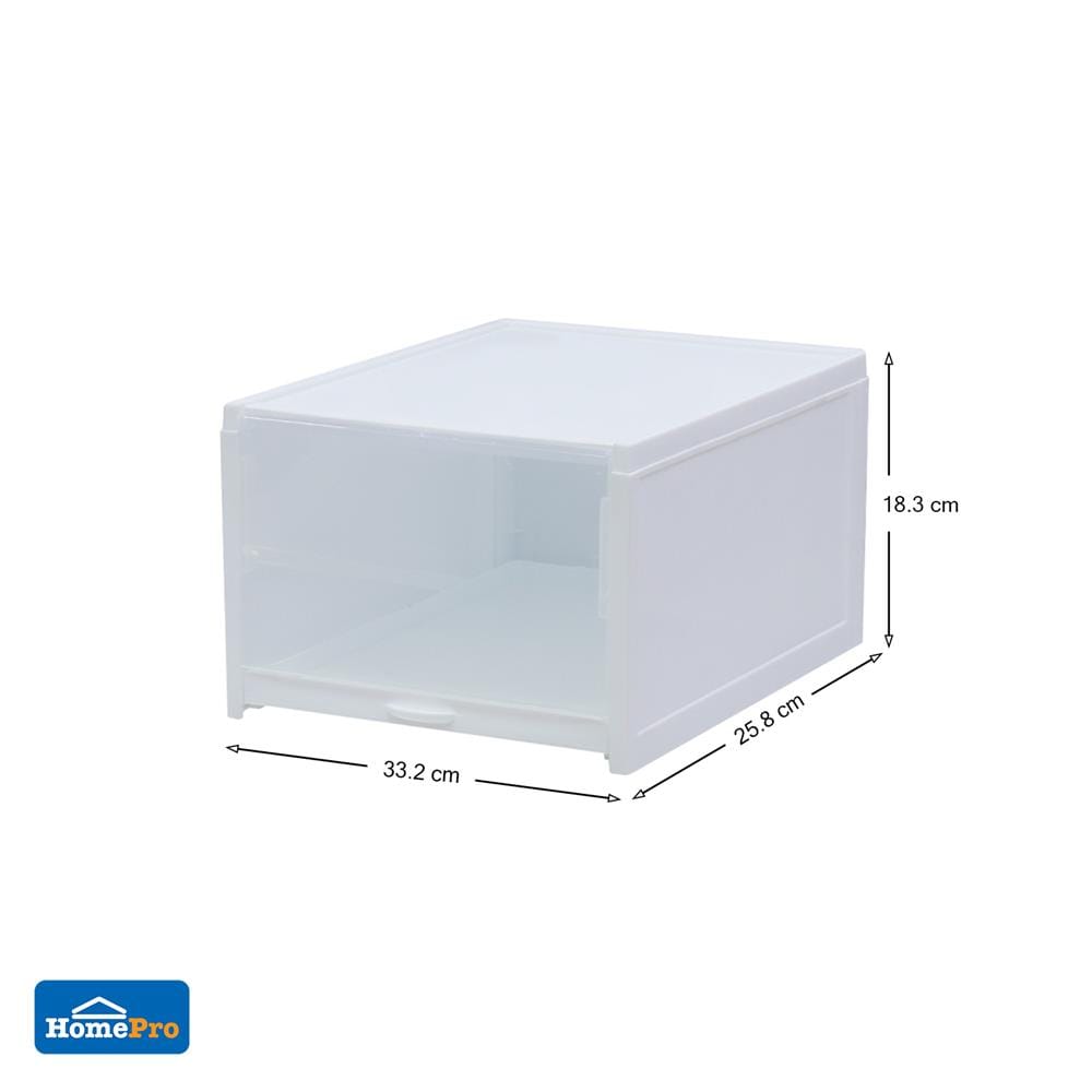 กล่องรองเท้าลิ้นชัก STACKO 33.2x25.8x18.3 ซม. สีขาว