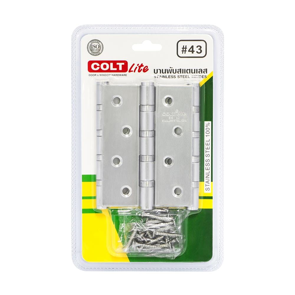 บานพับ 4X3 นิ้ว X 1.8 มม. COLT LITE 43 สีสเตนเลส (แพ็ก 3 ชิ้น)