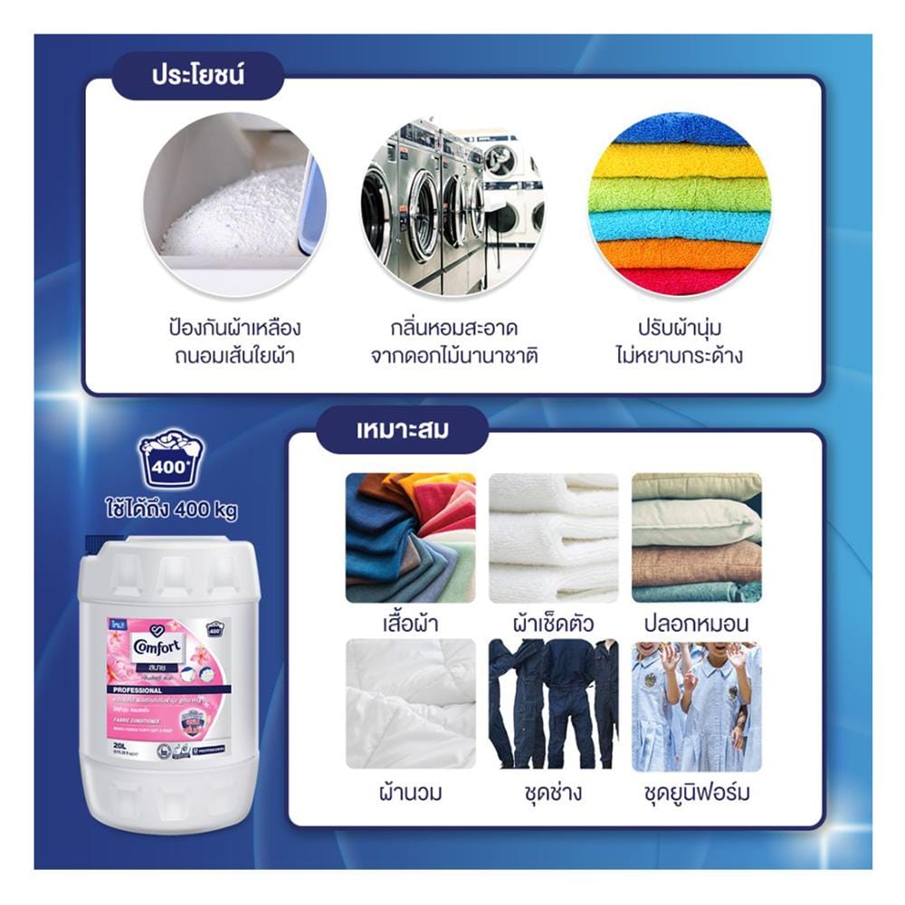น้ำยาปรับผ้านุ่ม COMFORT 20 ลิตร เลิฟลี่ พิ้งค์