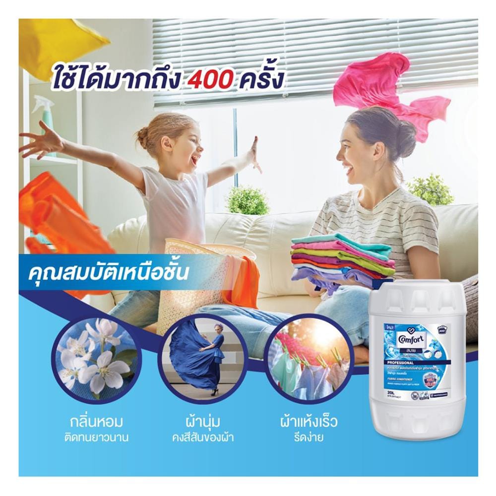 น้ำยาปรับผ้านุ่ม COMFORT 20 ลิตร รีเฟรชชิ่ง บลู