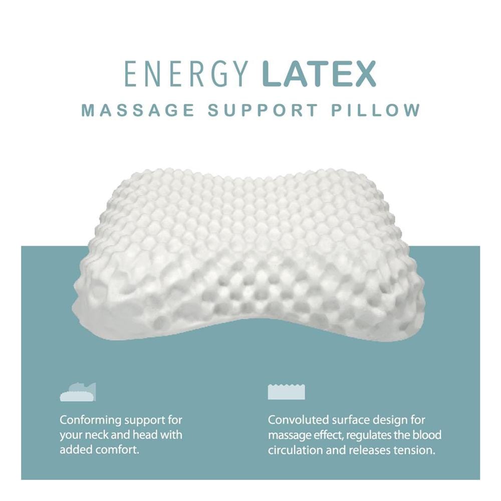 หมอนสุขภาพ ยางพารา SANTAS MASSAGE SUPPORT 15x22 นิ้ว สีขาว