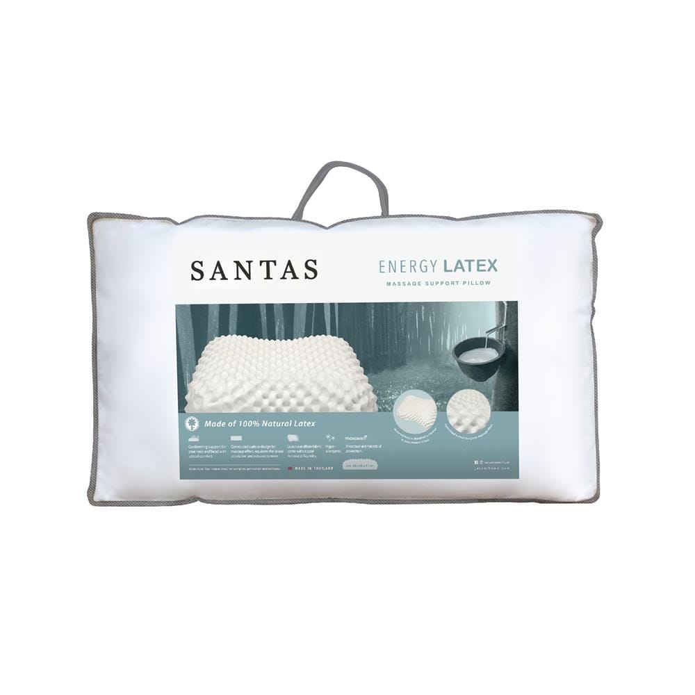 หมอนสุขภาพ ยางพารา SANTAS MASSAGE SUPPORT 15x22 นิ้ว สีขาว