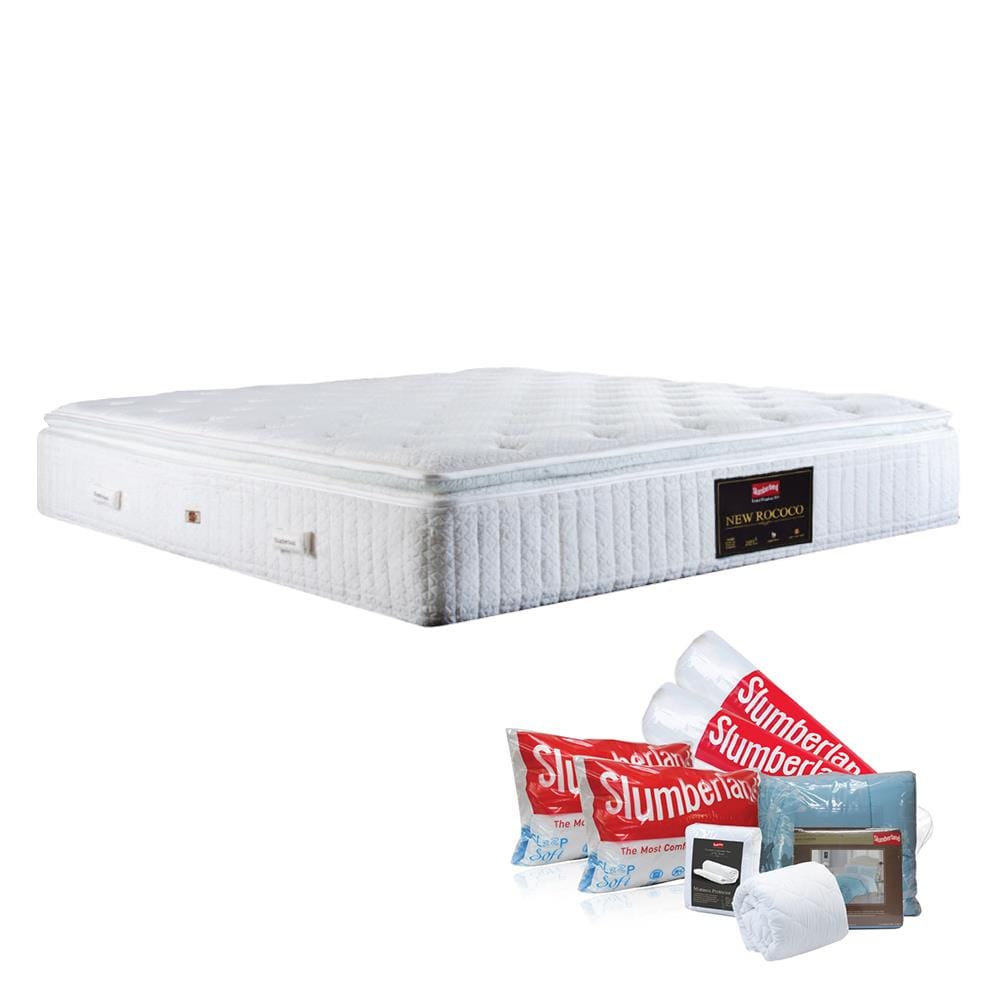 ที่นอนพ็อกเก็ตสปริง 5 ฟุต SLUMBERLAND รุ่น NEW ROCOCO พร้อมชุดเครื่องนอน 11 ชิ้น
