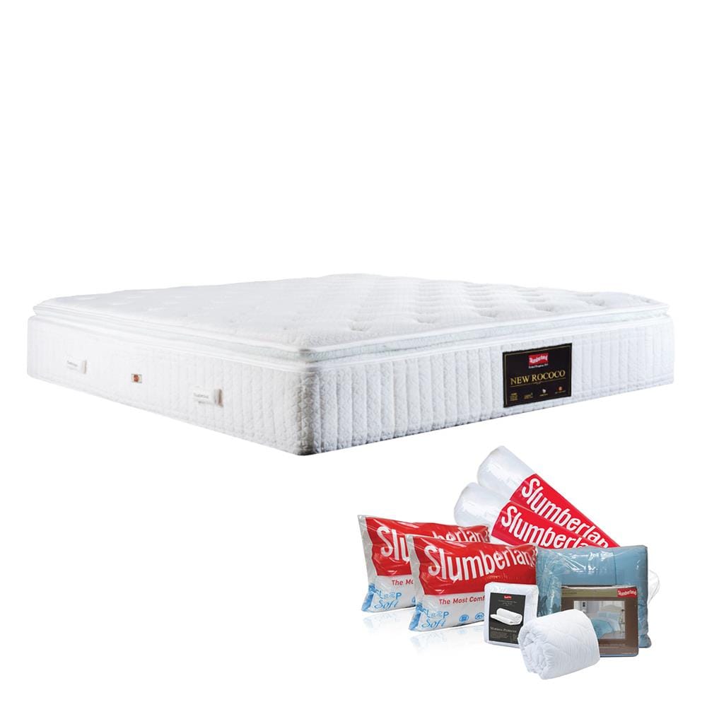 ที่นอนพ็อกเก็ตสปริง 6 ฟุต SLUMBERLAND รุ่น NEW ROCOCO พร้อมชุดเครื่องนอน 11 ชิ้น