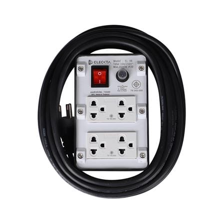บล็อกยาง 4x4 พร้อมสาย VCT3x1.5 4ช่อง 1สวิตช์ ELECKTA 10 เมตร สีดำ
