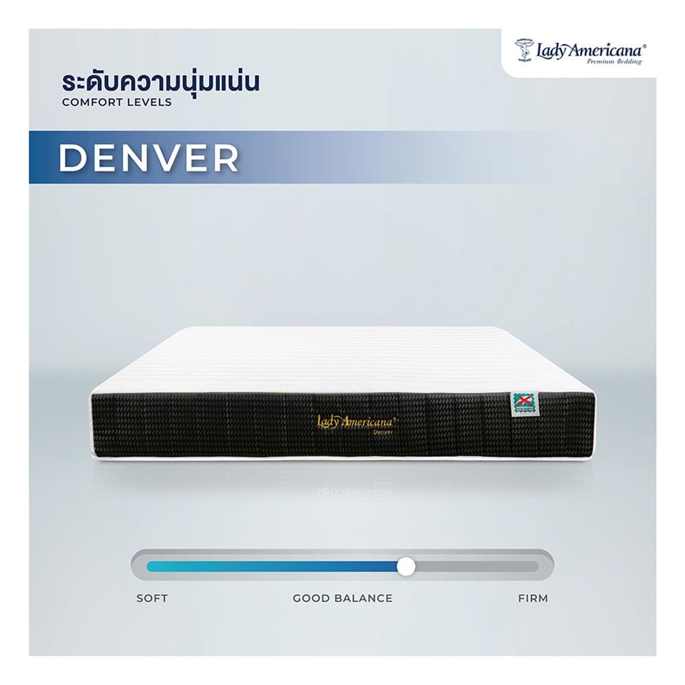ที่นอนพ็อกเก็ตสปริง 6 ฟุต LADY AMERICANA รุ่น DENVER พร้อมชุดเครื่องนอน 11 ชิ้น