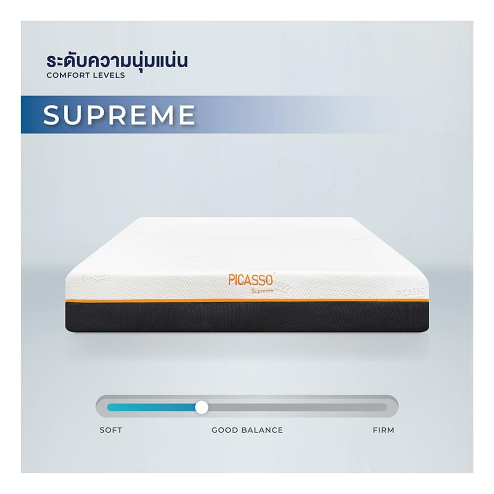 ที่นอนเมมโมรี่โฟม 6 ฟุต PICASSO COMFORT รุ่น SUPREME พร้อมชุดเครื่องนอน 11 ชิ้น