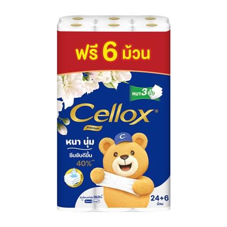 กระดาษชำระ CELLOX PREMIUM (แพ็ก 24+6)