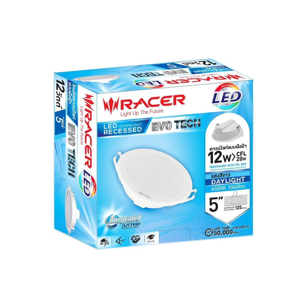 ดาวน์ไลท์ LED RACER EVO TECH 5 นิ้ว 12 วัตต์ DAYLIGHT สีขาว