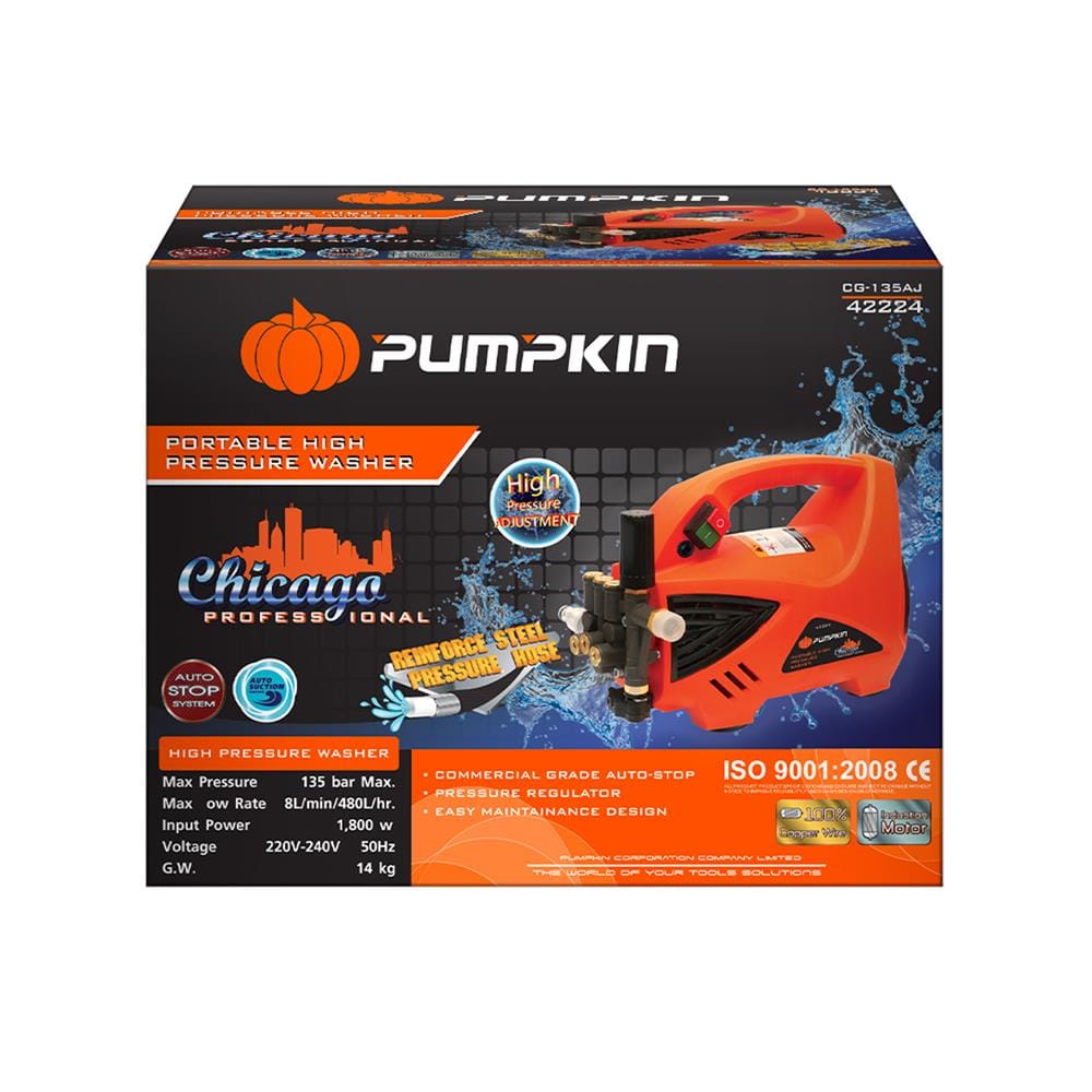 เครื่องฉีดน้ำ PUMPKIN CHICAGO CG-135AJ 135 บาร์ 1,800 วัตต์
