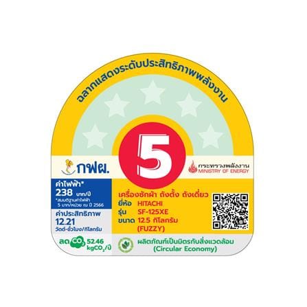 เครื่องซักผ้าฝาบน HITACHI SF-125XE COG 12.5 กก._3