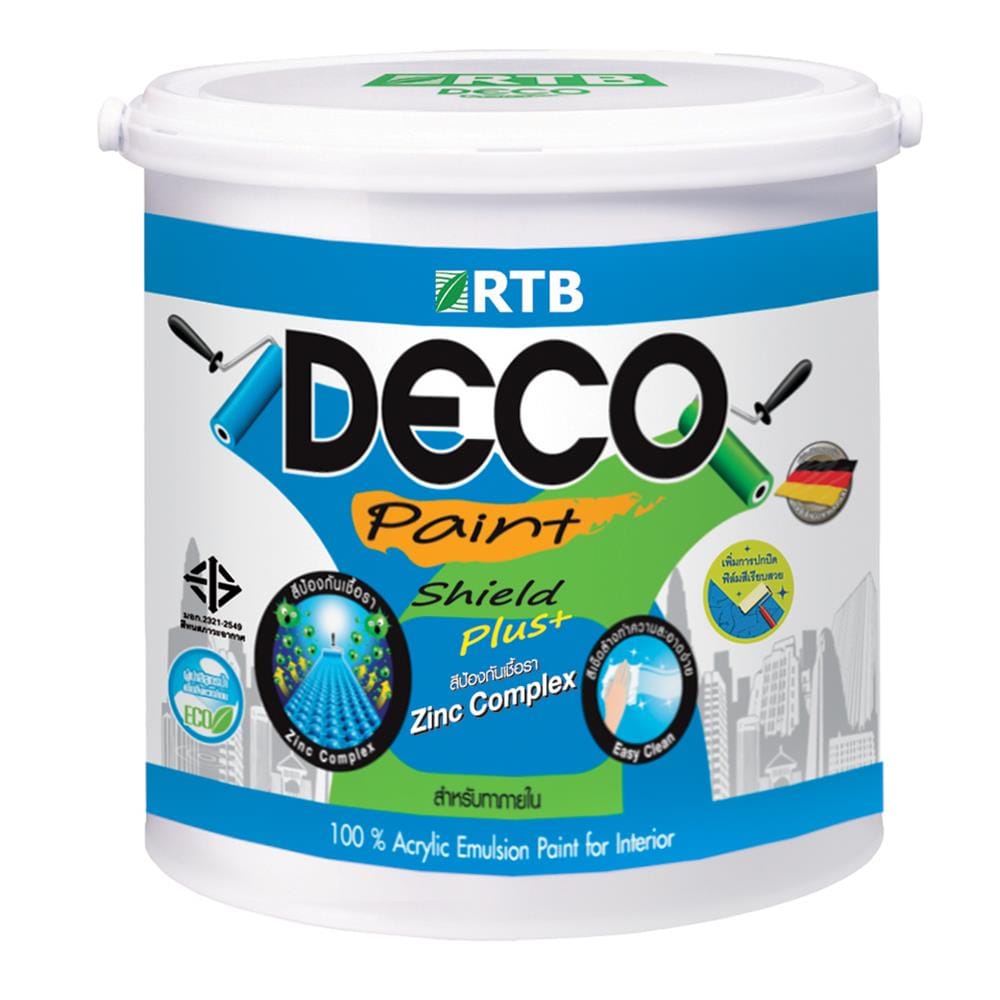 สีน้ำทาฝ้า ชนิดด้าน RTB DECO PAINT DC9004 สีเทา 5 แกลลอน