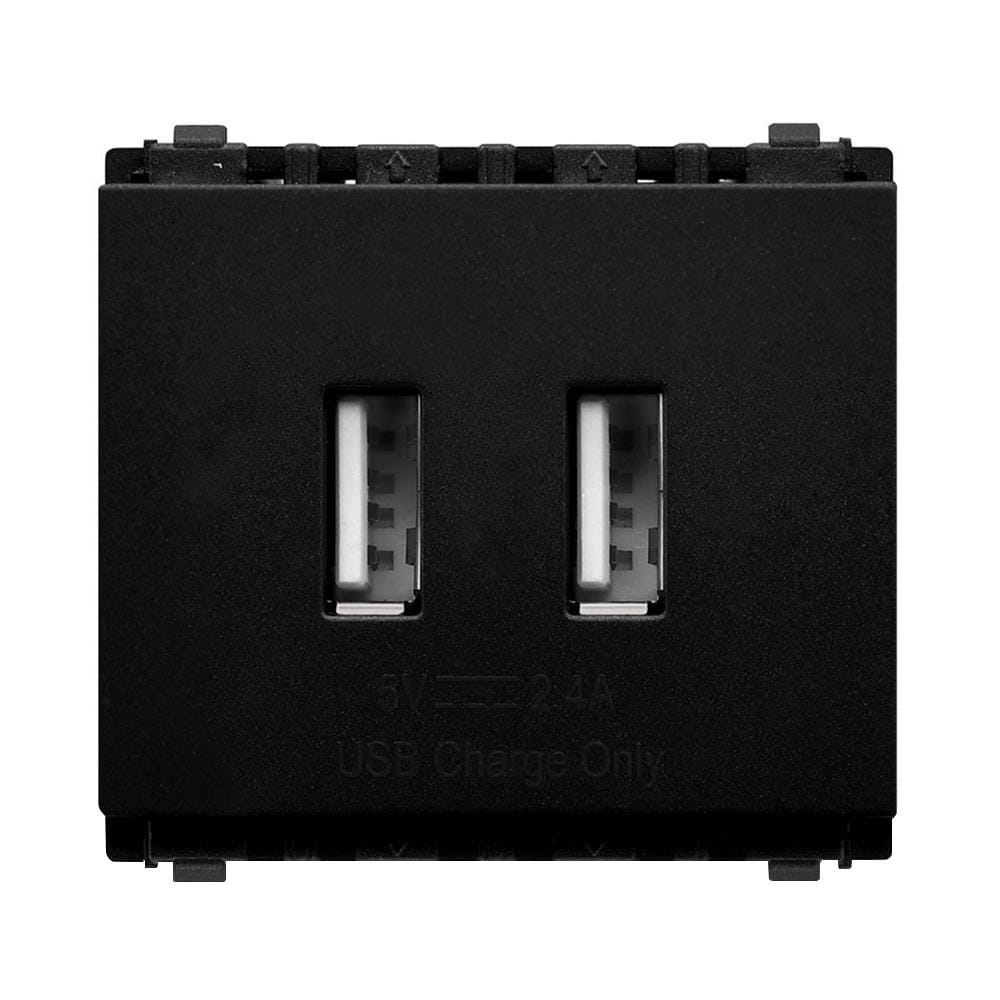 เต้ารับ USB PHILIPS 2 ช่อง LEAF 2.4 แอมแปร์ สีดำ