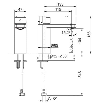 ก๊อกอ่างล้างหน้าเดี่ยว KOHLER K-23472T-4CD-CP_1