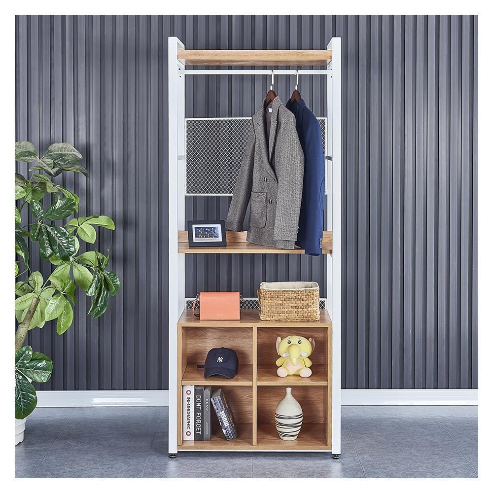 ตู้เสื้อผ้า FURDINI PLANK W10-800-24D สีน้ำตาล/ขาว