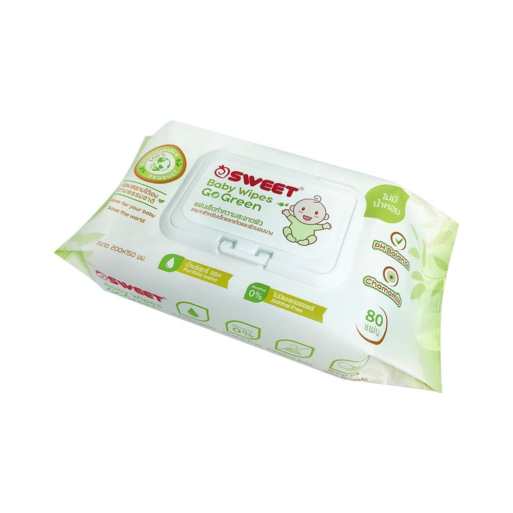ผ้าเช็ดทำความสะอาด SWEET GO GREEN 80 แผ่น (1แถม1)