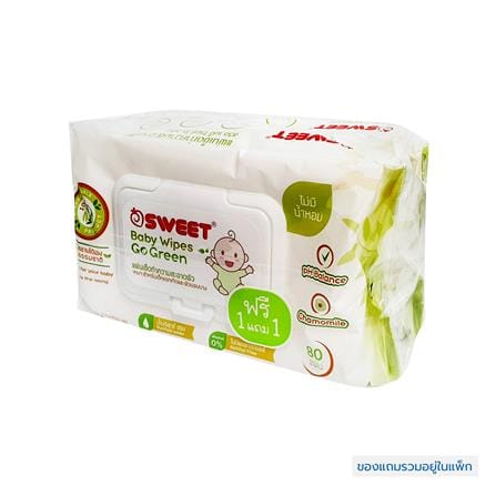 BABY WIPES SWEET GO GREEN 80-SHEET 1FREE1