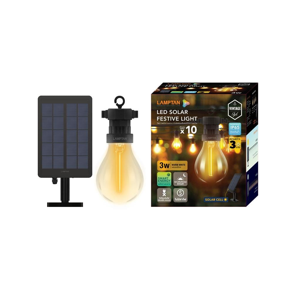 ไฟจัดสวน SOLAR LED LAMPTAN FESTIVE 3 วัตต์ WARMWHITE สีดำ