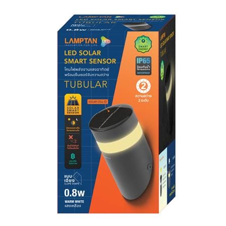 ไฟผนังภายนอก SOLAR LAMPTAN SLOPE 0.8 วัตต์ WARMWHITE สีดำ_1