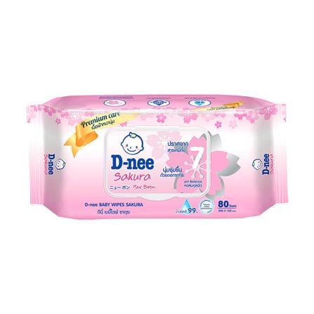 ผ้าเช็ดทำความสะอาด D-NEE SAKURA 80 แผ่น