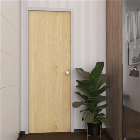 ชุดประตูห้องน้ำ PVC AZLE P4 บานทึบพร้อมวงกบ 70X200 ซม. สีบีช เจาะ_5