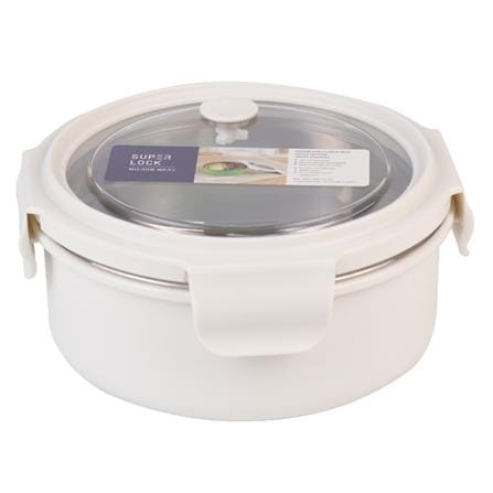 กล่องอาหารสเตนเลสกลม 0.7 ลิตร SUPER LOCK 6177 สีครีม_0