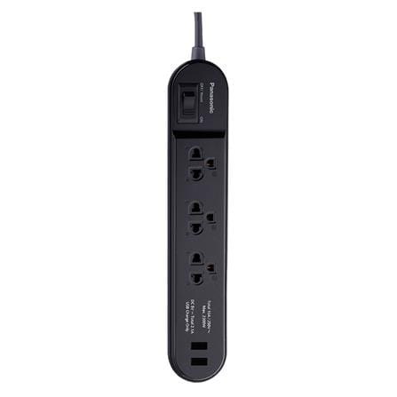 รางปลั๊กไฟ 3ช่อง 1สวิตซ์ 2USB PANASONIC 3 ม. สีดำ