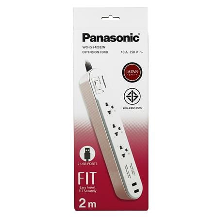 รางปลั๊กไฟ 3ช่อง 1สวิตซ์ 2USB PANASONIC 2 ม. สีชมพู_2