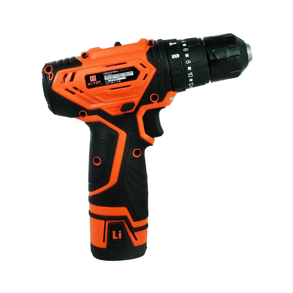 สว่านกระแทกไร้สาย (พร้อมแบตเตอรี่และแท่นชาร์จ) HI-TOP CDM 12 โวลต์
