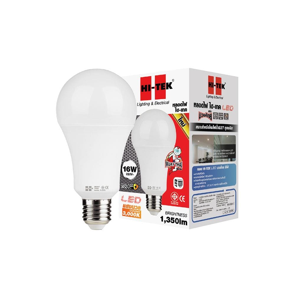 หลอด LED HI-TEK มวยไทย 16 วัตต์ WARMWHITE E27