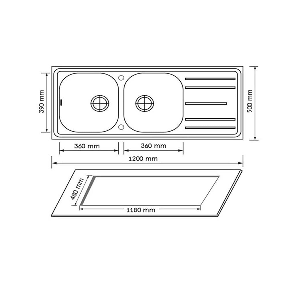 ซิงค์ฝัง 2 หลุม 1 ที่พัก AXIA PP 12050 สเตนเลส