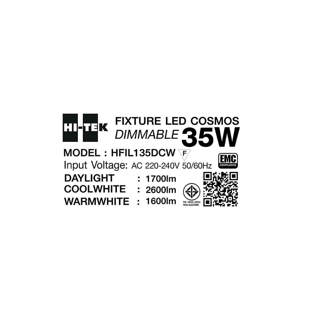 ไฟเพดาน LED HI-TEK HFIL135DCW 16 นิ้ว 35 วัตต์ DAYLIGHT/COOL WHITE/WARM WHITE สีขาว