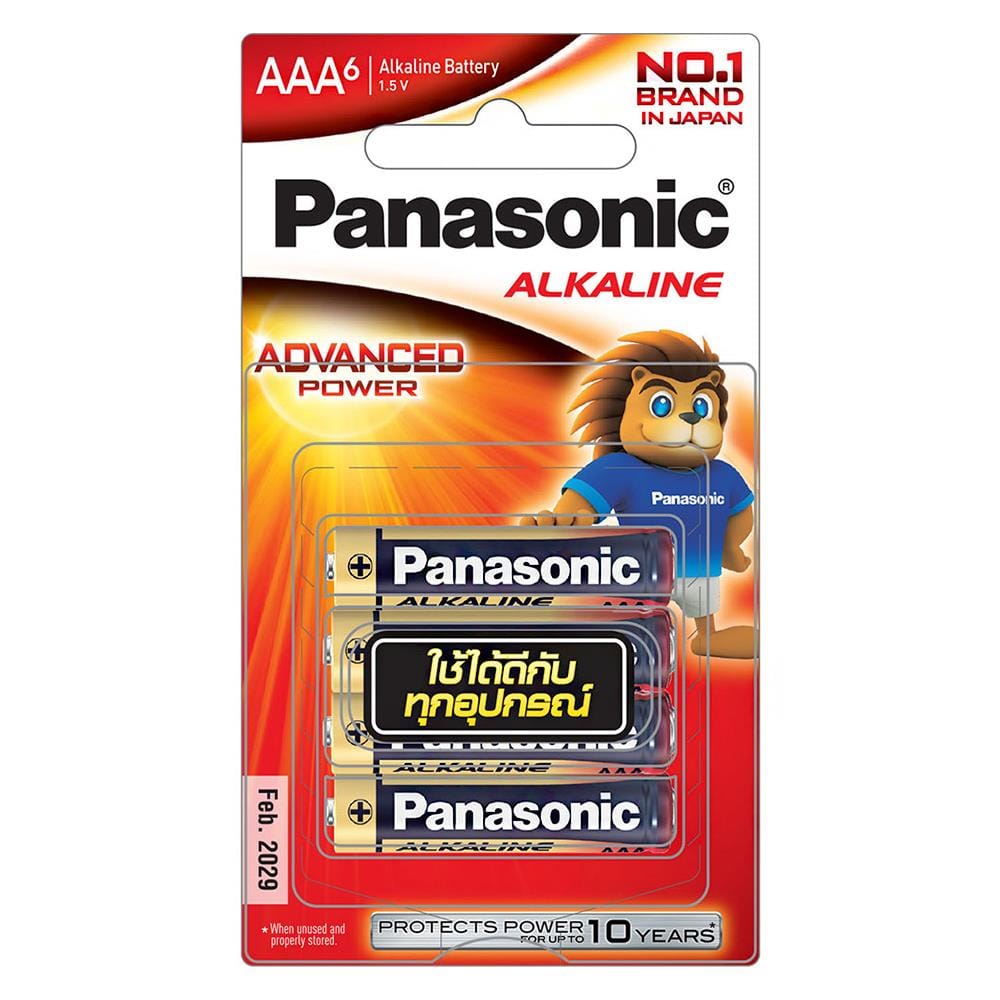 ถ่านอัลคาไลน์ PANASONIC AAA LR03T/6BN แพ็ก 6 ก้อน