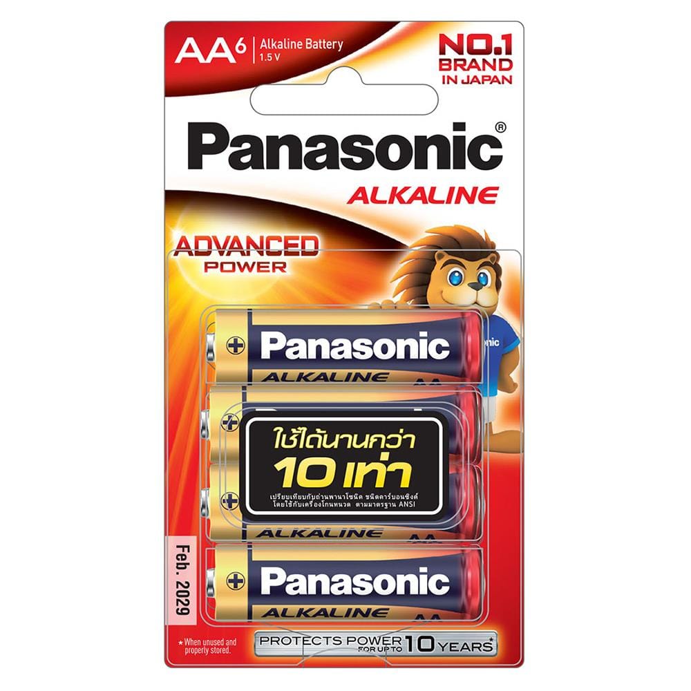 ถ่านอัลคาไลน์ PANASONIC AA LR6T แพ็ก 6 ก้อน