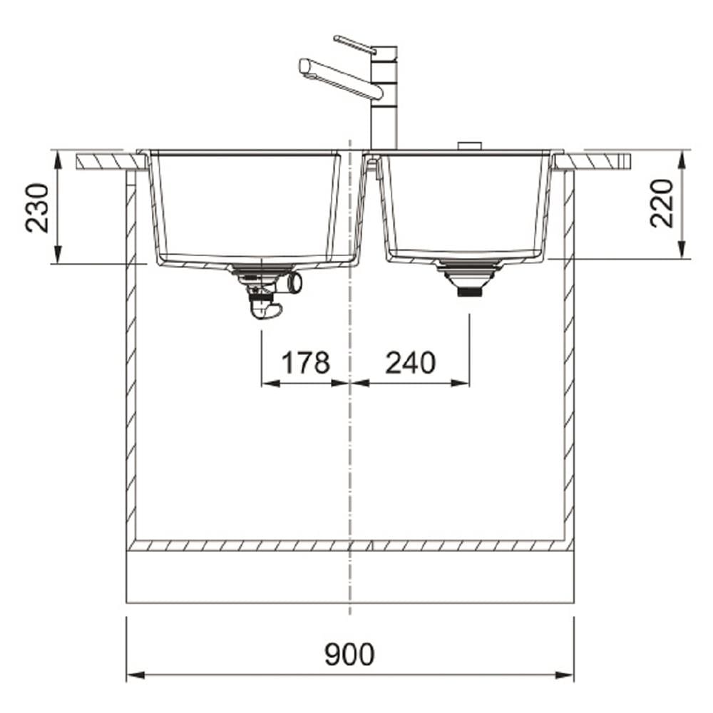 ซิงค์ฝัง 2หลุม FRANKE UBG 620-86 สีดำ