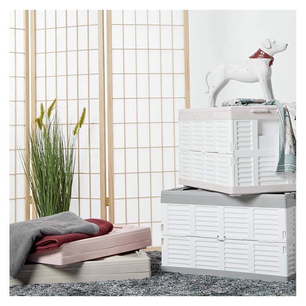 กล่องเก็บของพับได้ STACKO 37x56x35.5 ซม. สีครีม/ขาว