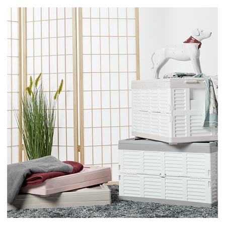 กล่องเก็บของพับได้ STACKO 37x56x35.5 ซม. สีครีม/ขาว_3